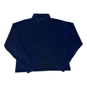 Brandy Mellville Mock Neck Long Sleeve Shirt Blue - One Size - Made in Italy